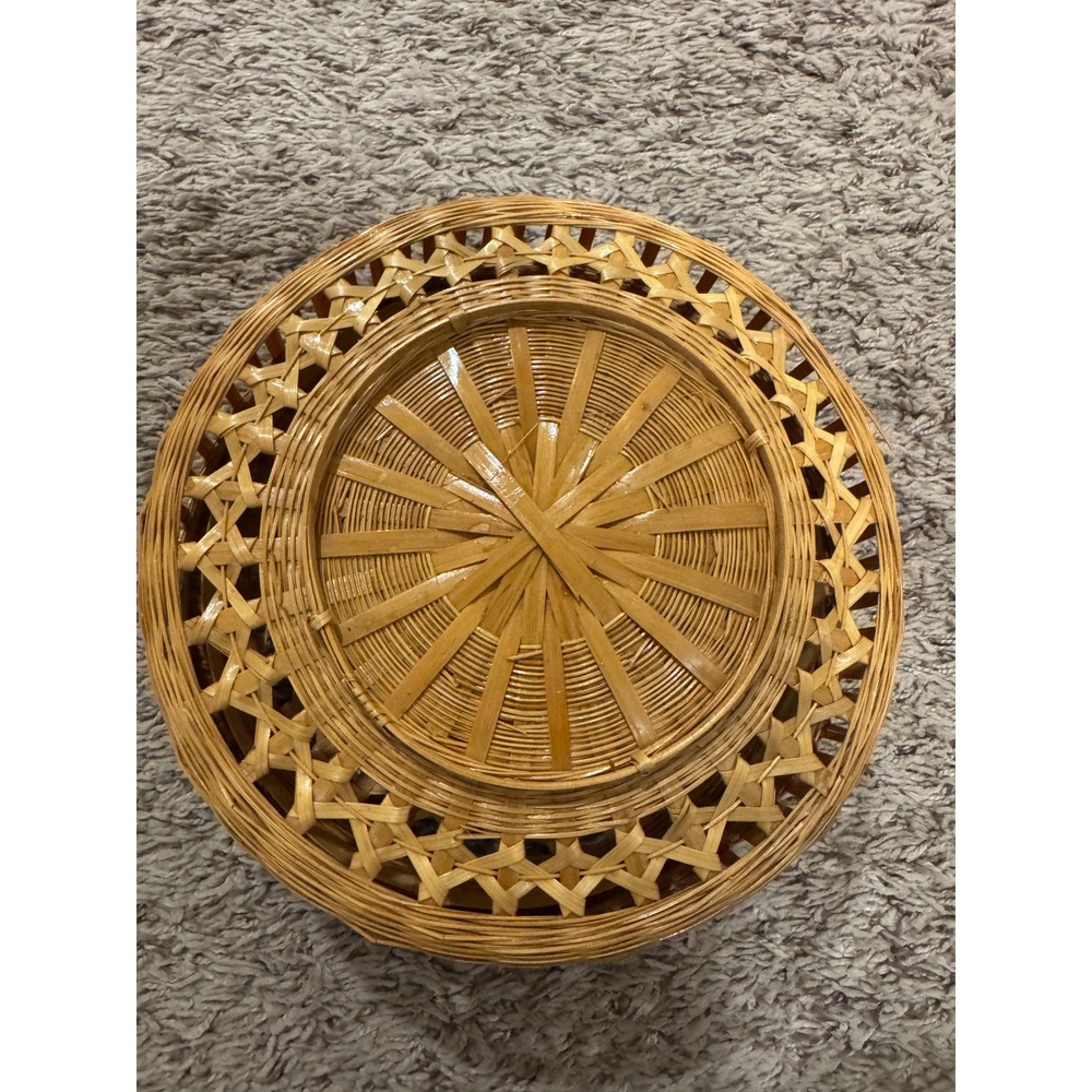 Vintage Woven‎ Lidded Basket – Boho Storage Décor - Picture 3 of 8